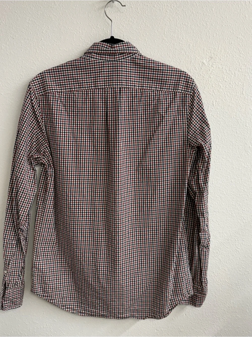 J. Crew Red and Navy Micro Gingham Button-Down Shirt